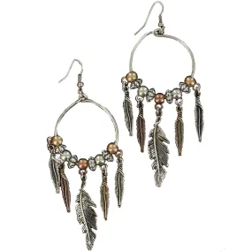 M&F Western Women's Feather Hoop Earrings