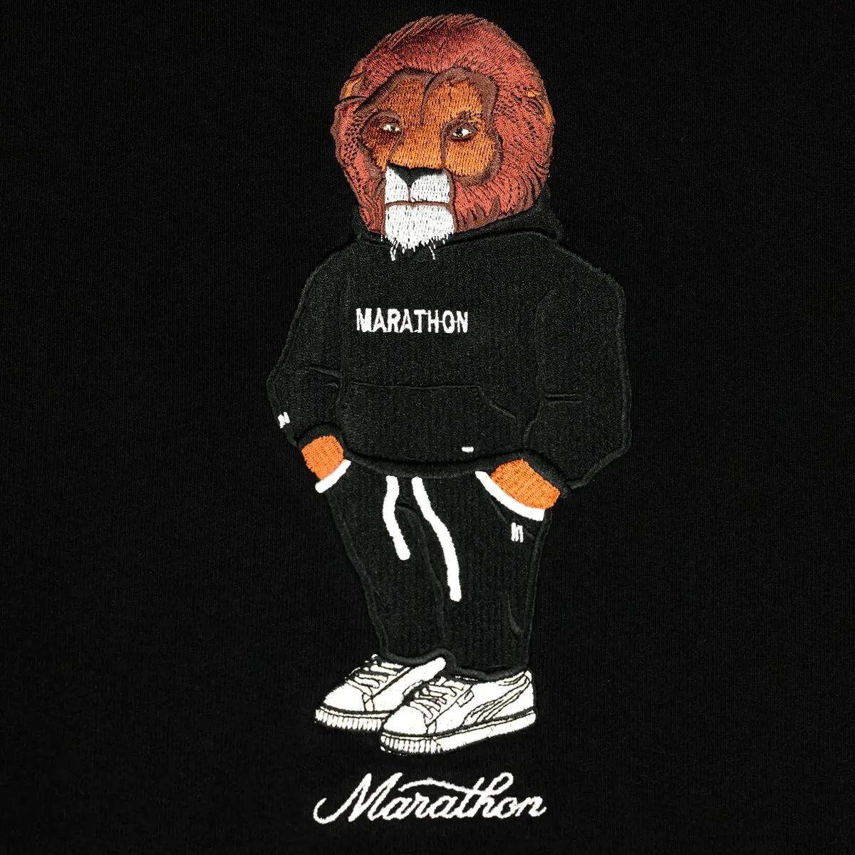 Marathon Lion (Embroidered) Hoodie - Black