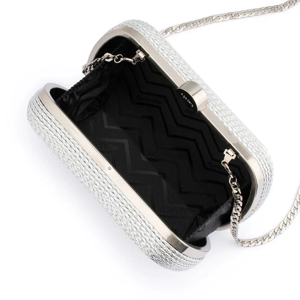 Martina Coiled Rope Clutch (Silver)