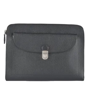 Mens Document Case/Clutch in Black Grained Leather