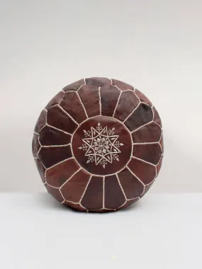 Moroccan Leather Pouffe, Chocolate Mocha Oiled