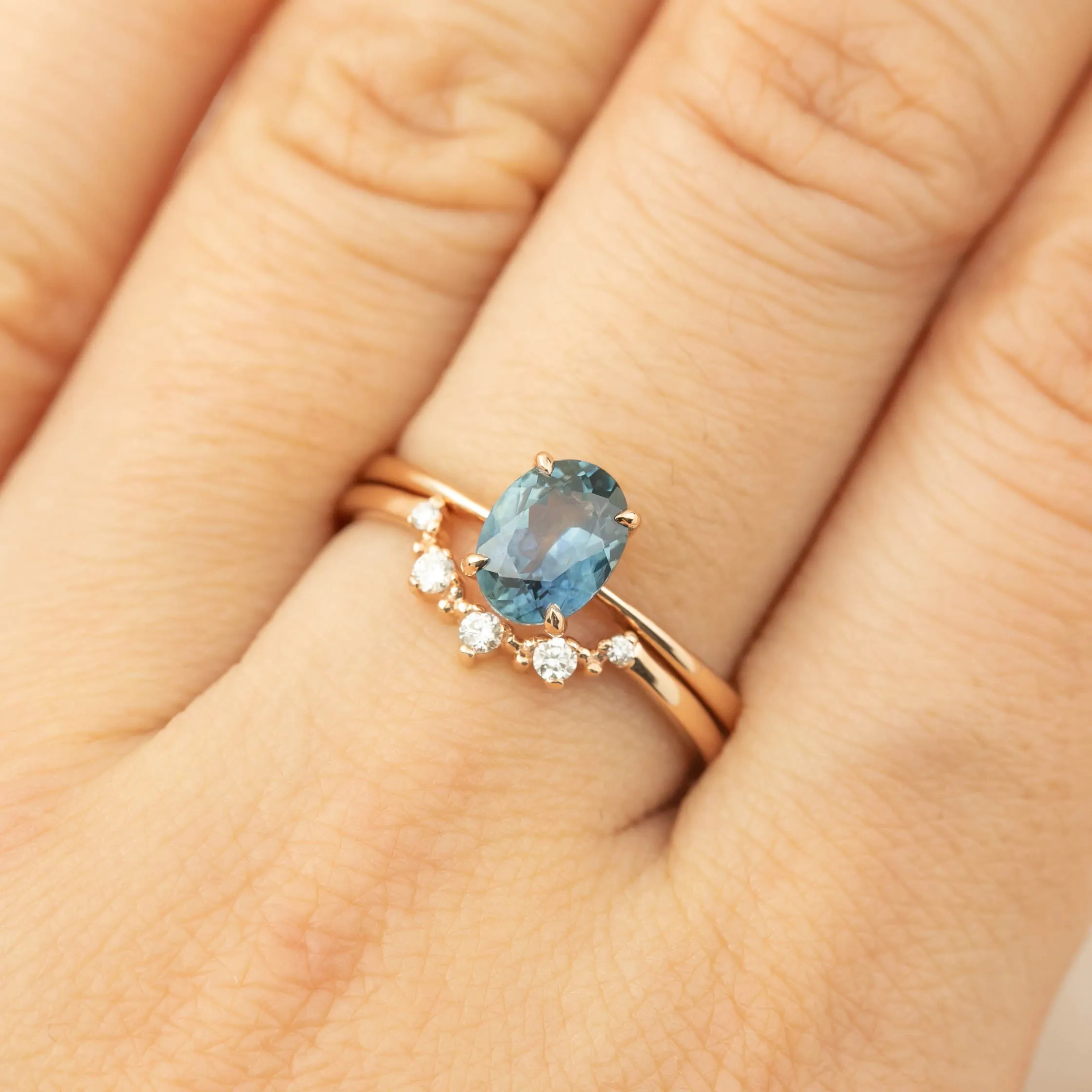 Nina Ring -1.24ct Teal Blue Montana Sapphire, 14k Rose Gold (One of a kind)