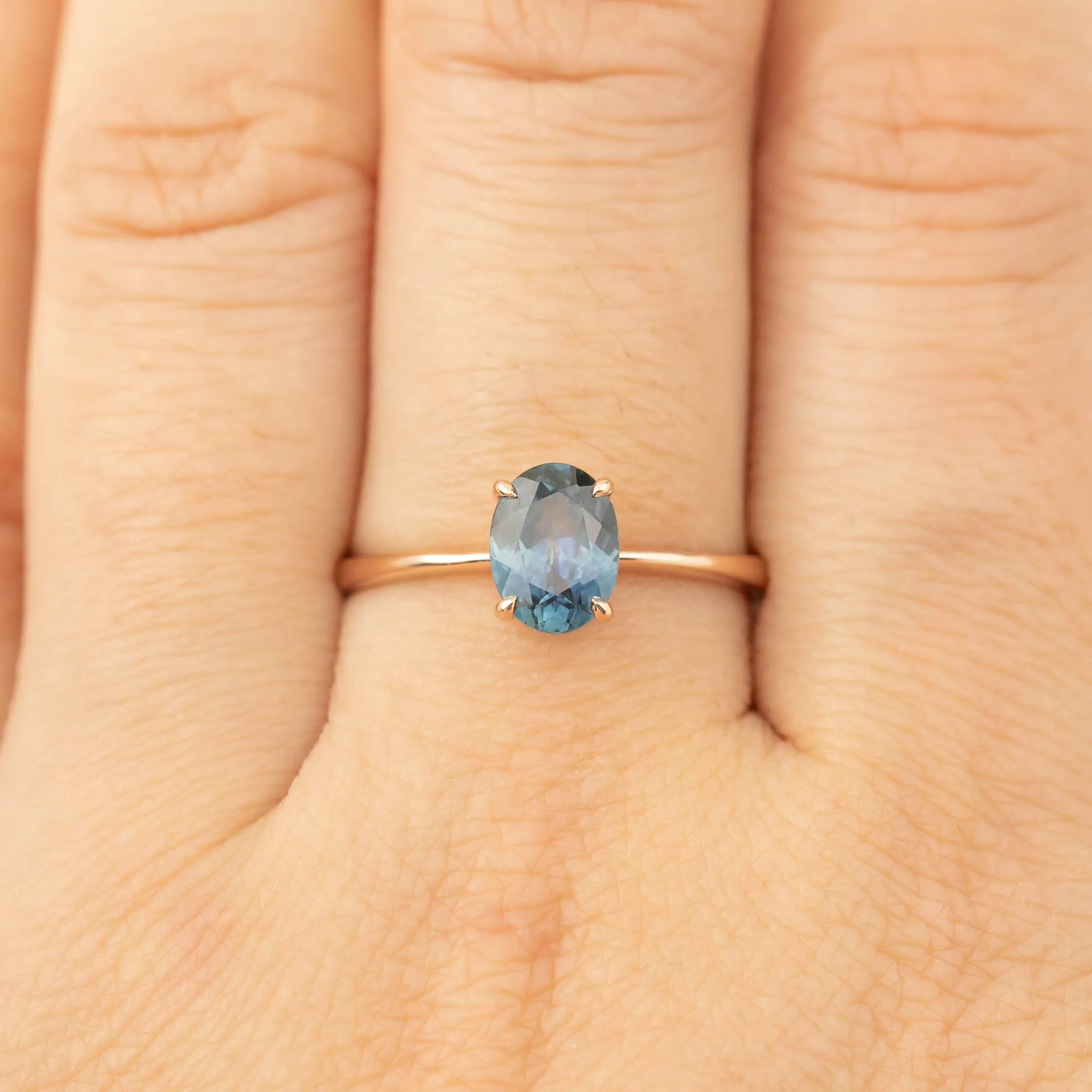 Nina Ring -1.24ct Teal Blue Montana Sapphire, 14k Rose Gold (One of a kind)