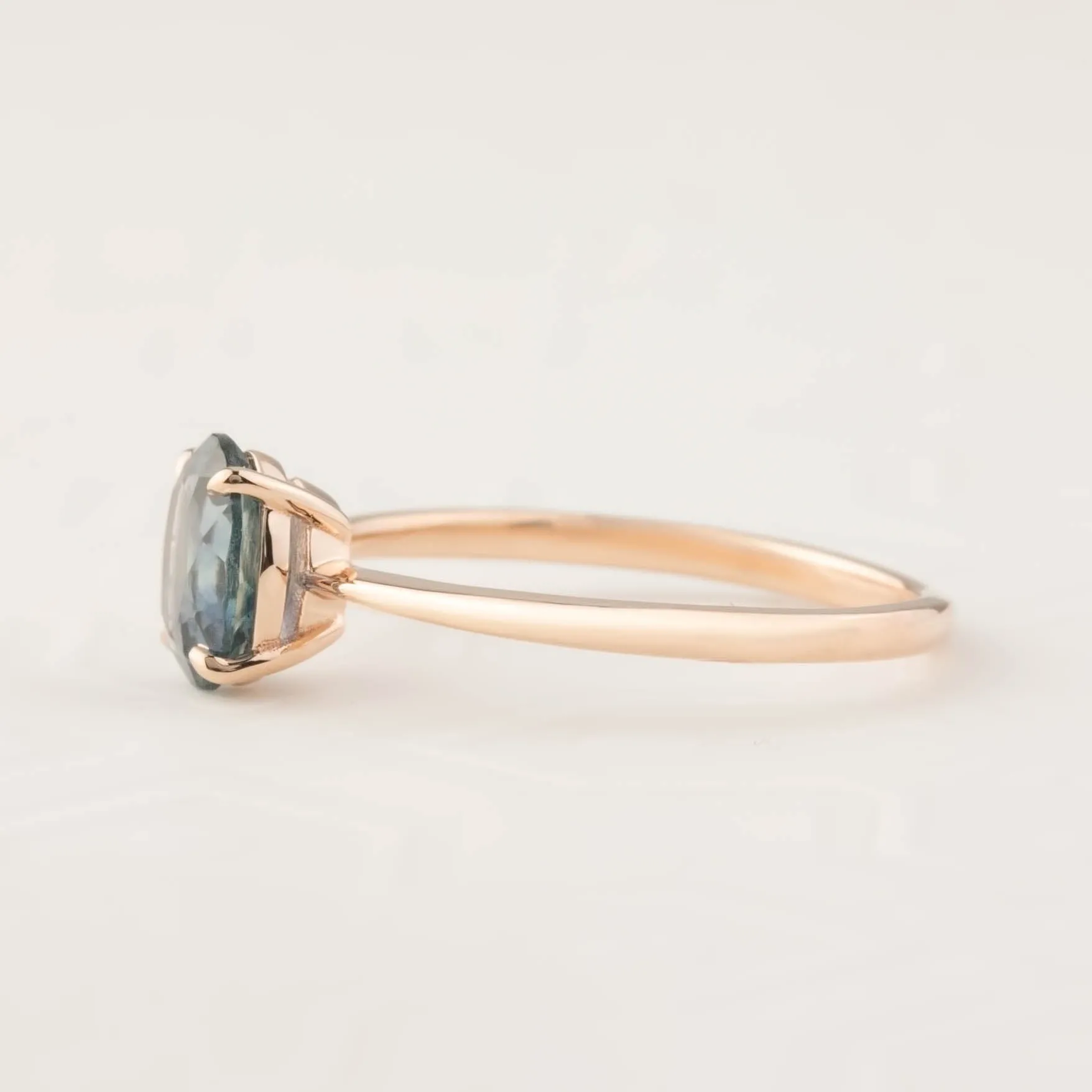 Nina Ring -1.24ct Teal Blue Montana Sapphire, 14k Rose Gold (One of a kind)