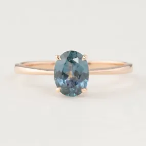 Nina Ring -1.24ct Teal Blue Montana Sapphire, 14k Rose Gold (One of a kind)