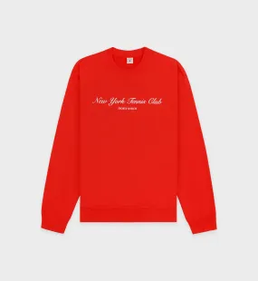 NY Tennis Club Crewneck - Bright Red/White