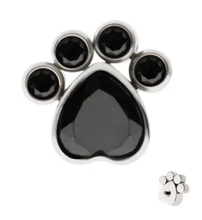 Paw Black CZ Titanium Internally Threaded Top