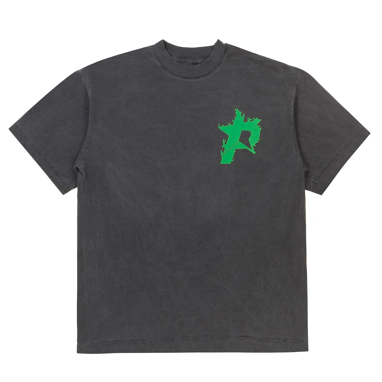 Pieces P Star Flames Tee Washed Black Green