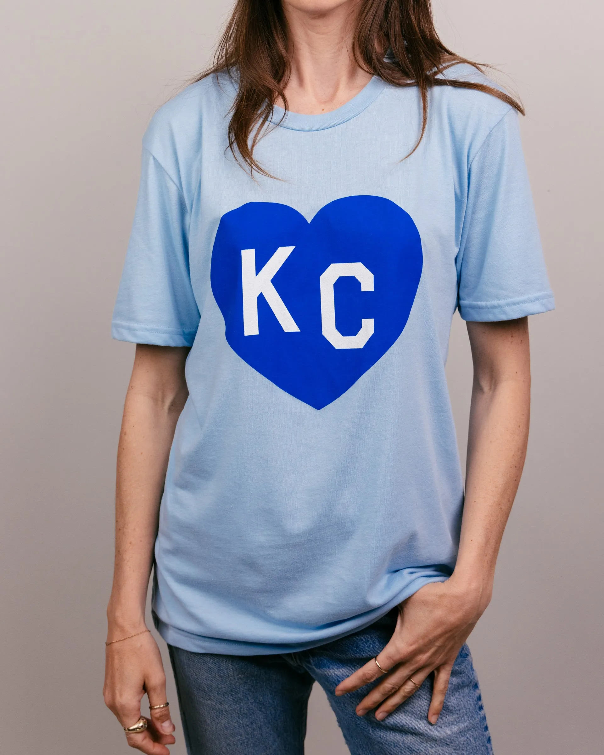 Powder Blue and Navy KC Heart T-Shirt