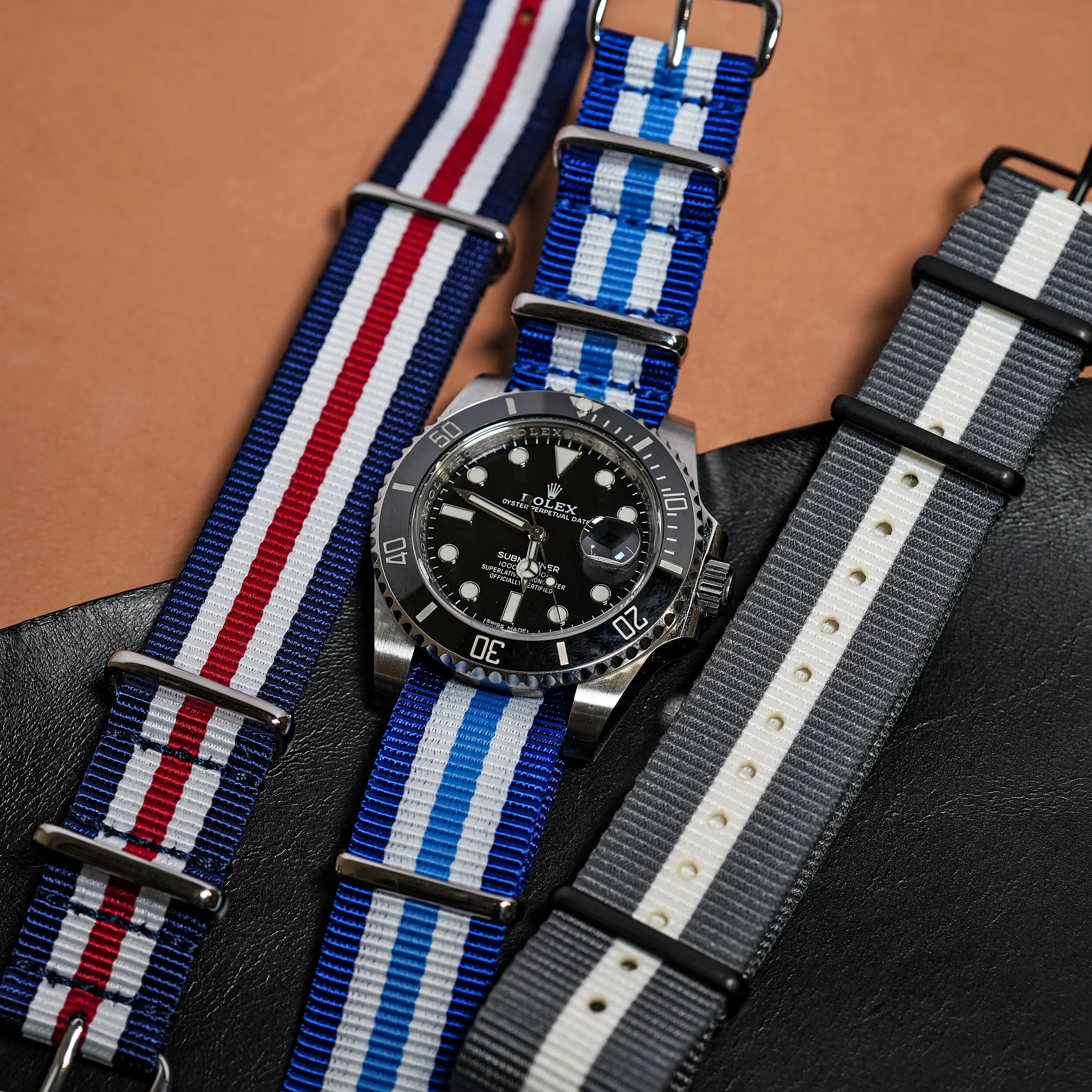 Premium Nato Strap in Regimental Blue