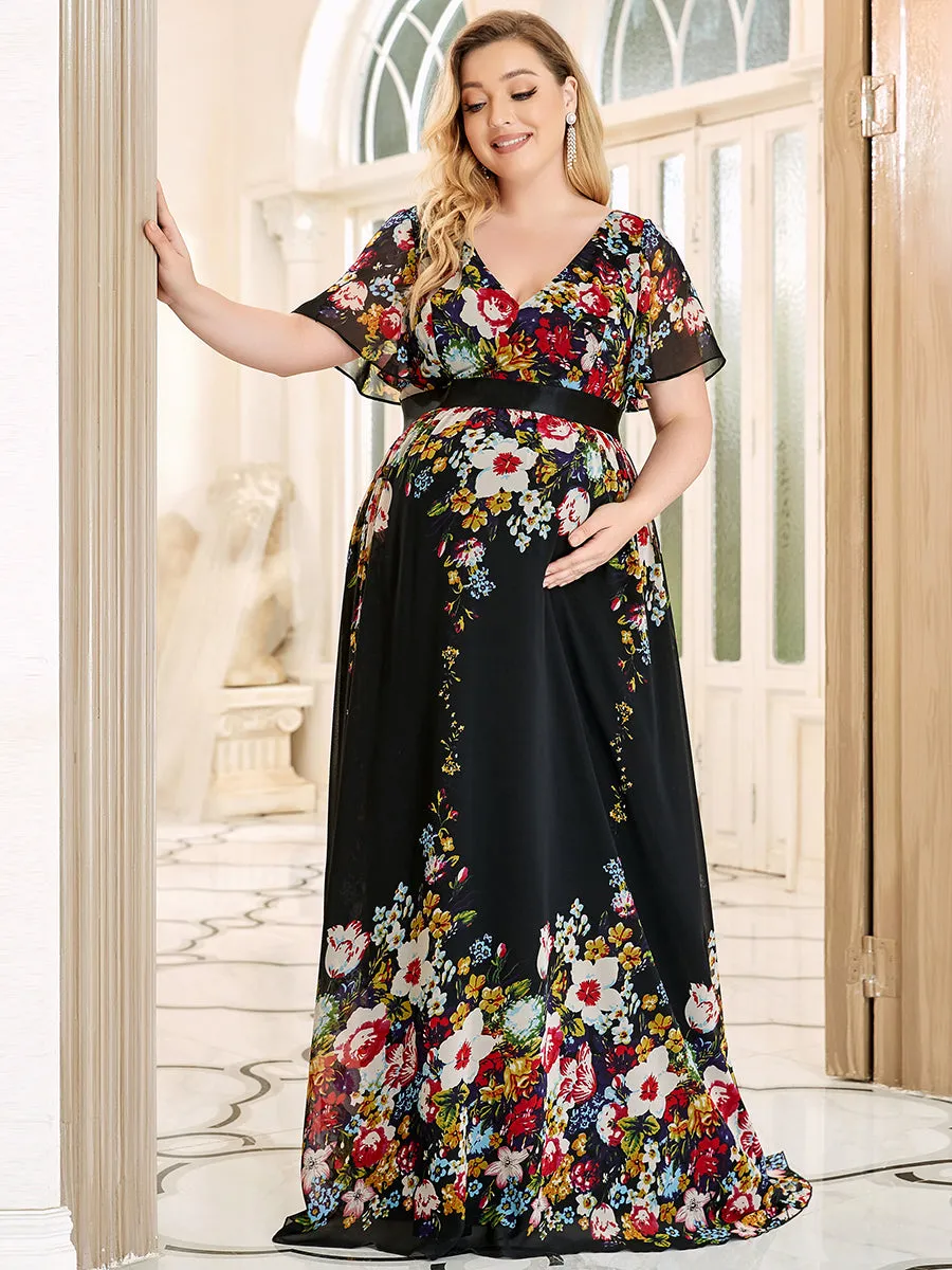 Pretty Deep V Neck Plus Size Wholesale Maternity Dresses