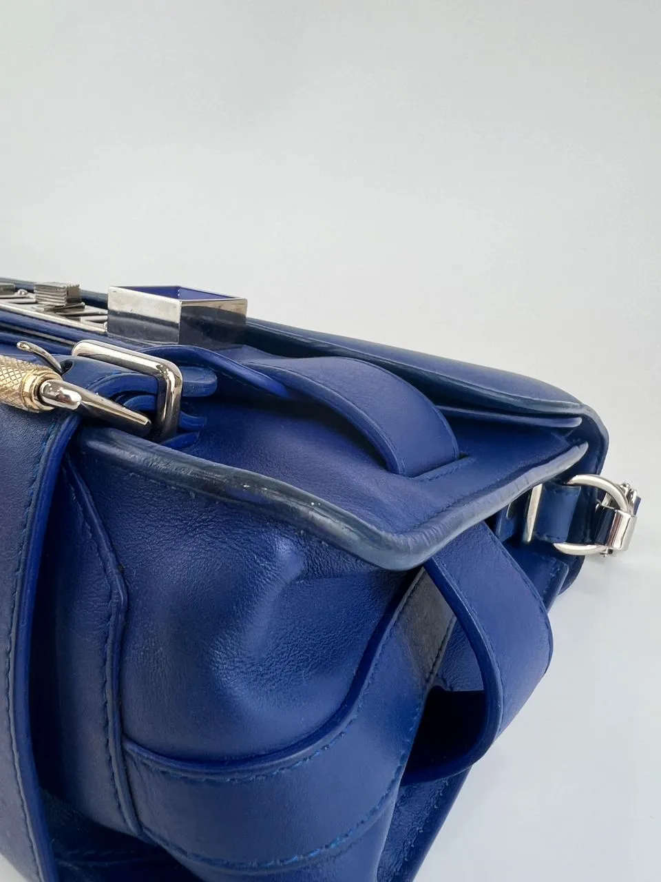 PS11 Classic Blue Leather Shoulder Bag