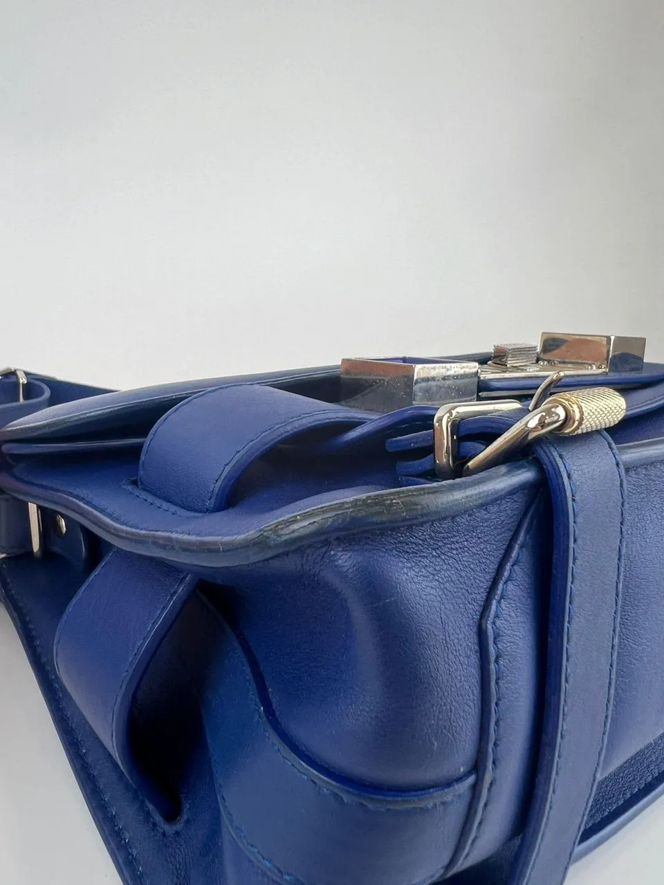 PS11 Classic Blue Leather Shoulder Bag