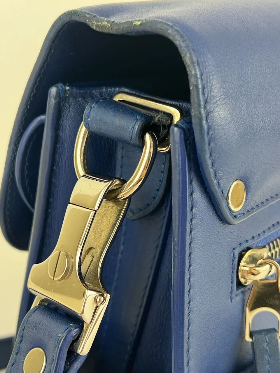 PS11 Classic Blue Leather Shoulder Bag