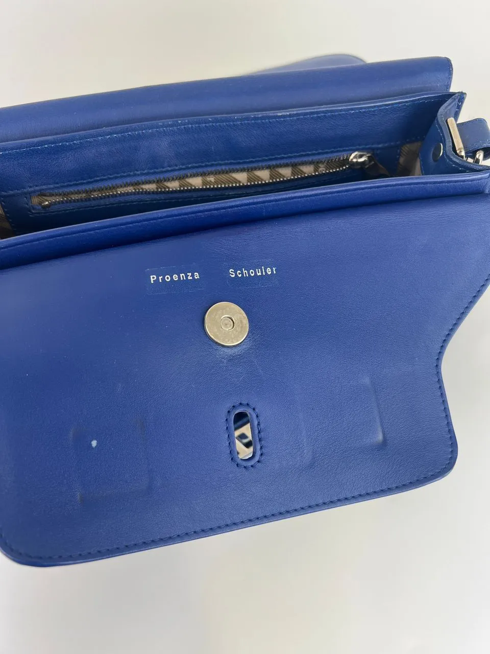 PS11 Classic Blue Leather Shoulder Bag