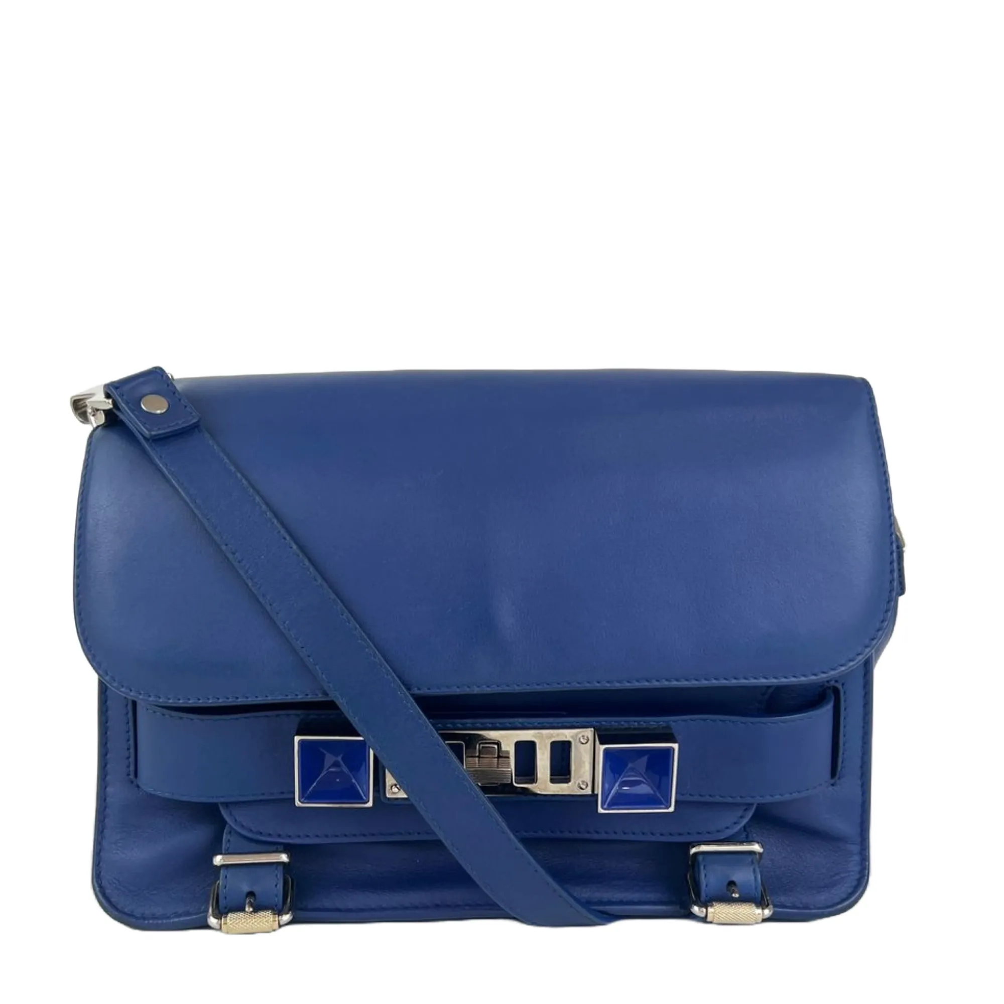 PS11 Classic Blue Leather Shoulder Bag