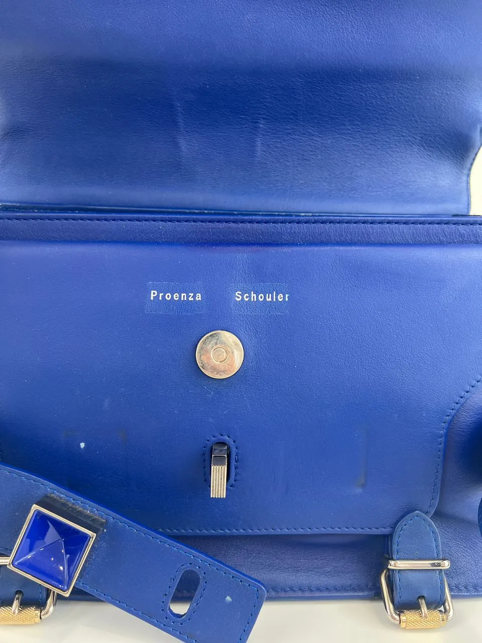 PS11 Classic Blue Leather Shoulder Bag