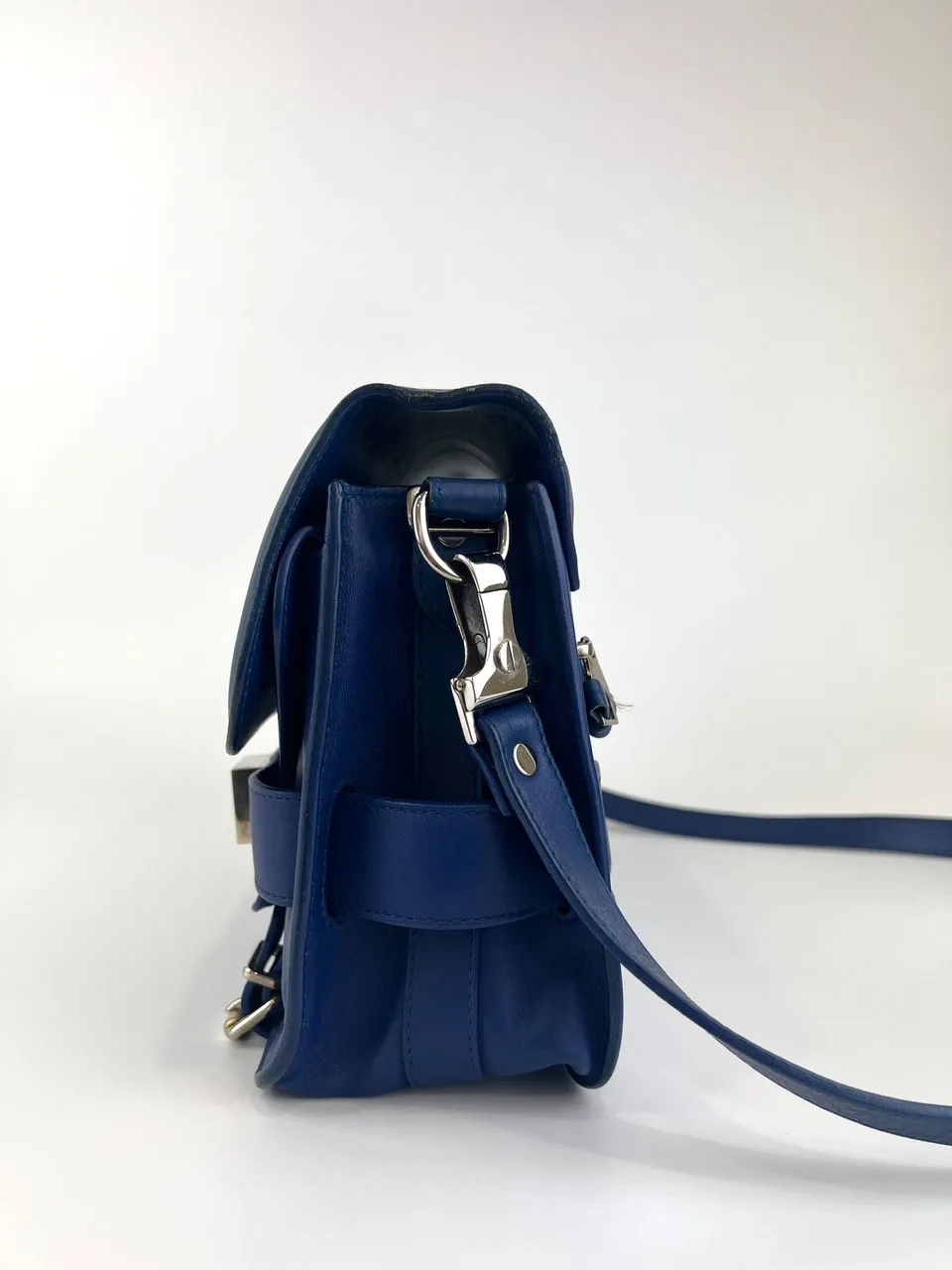 PS11 Classic Blue Leather Shoulder Bag