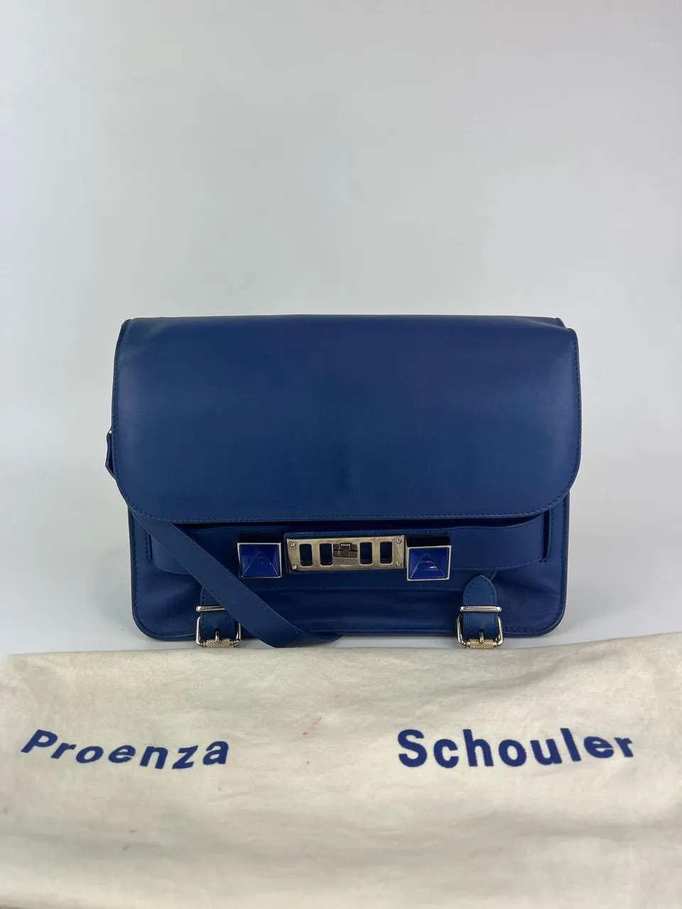 PS11 Classic Blue Leather Shoulder Bag