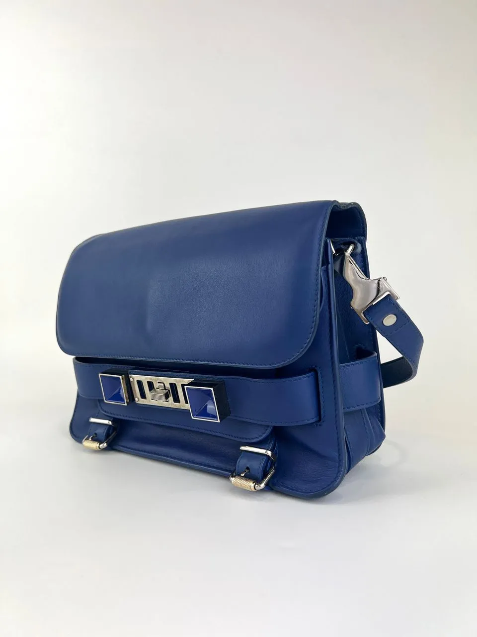 PS11 Classic Blue Leather Shoulder Bag