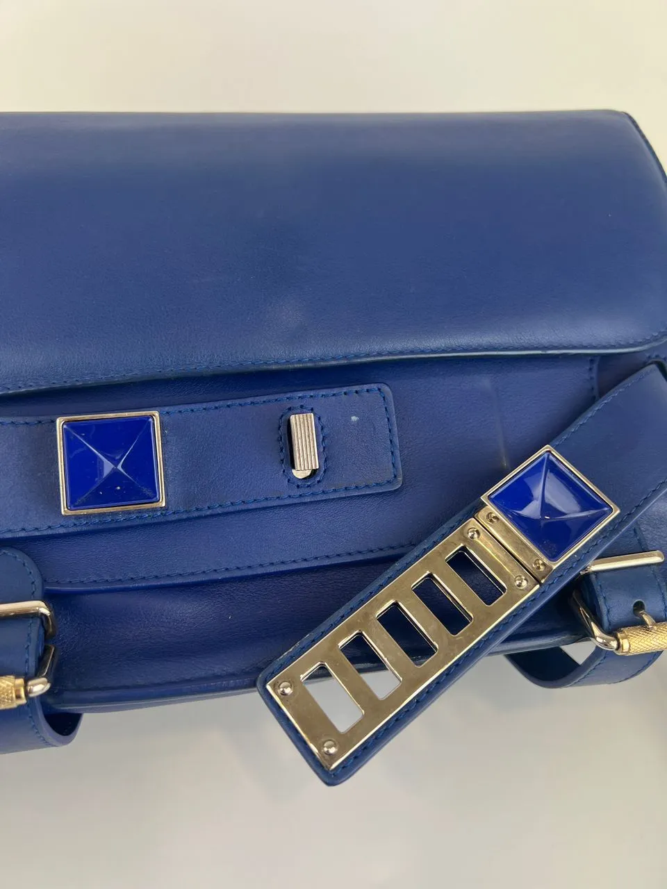 PS11 Classic Blue Leather Shoulder Bag