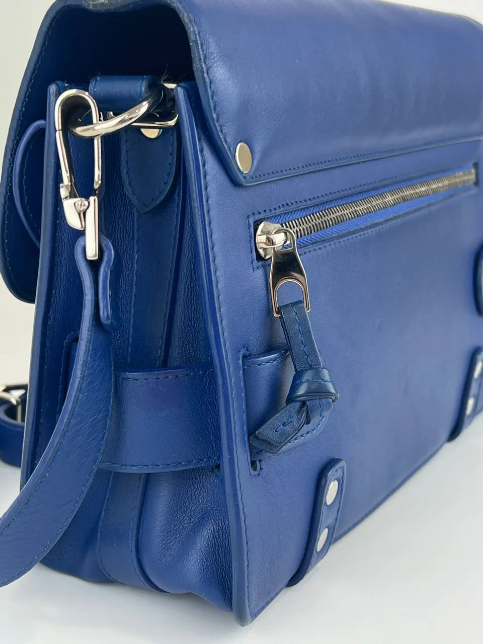 PS11 Classic Blue Leather Shoulder Bag