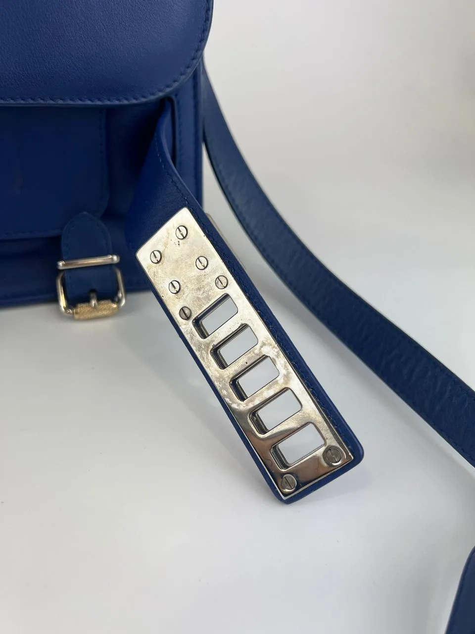 PS11 Classic Blue Leather Shoulder Bag