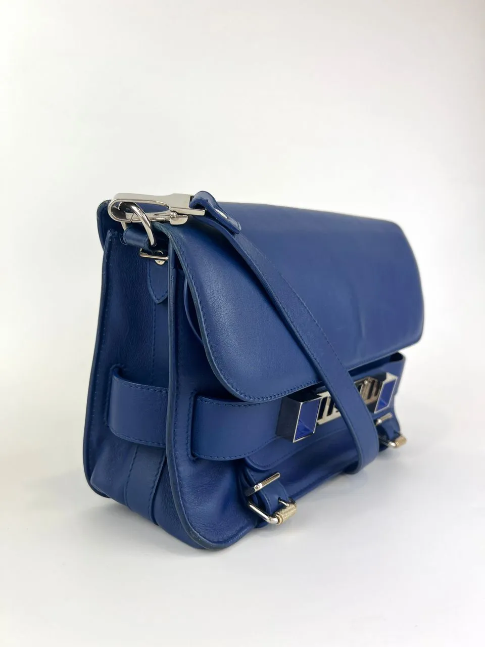 PS11 Classic Blue Leather Shoulder Bag