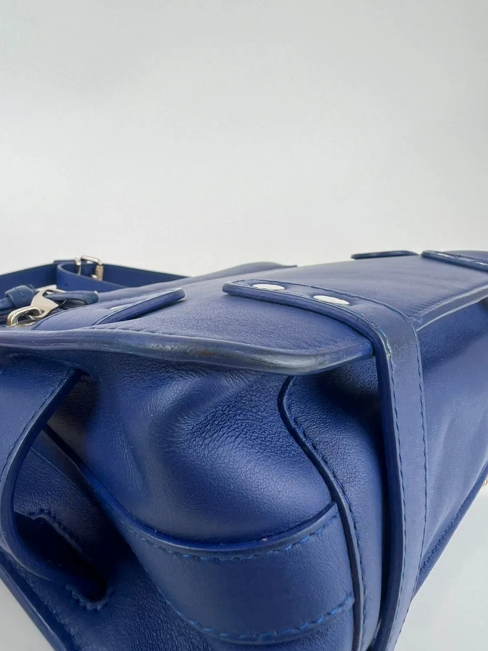 PS11 Classic Blue Leather Shoulder Bag