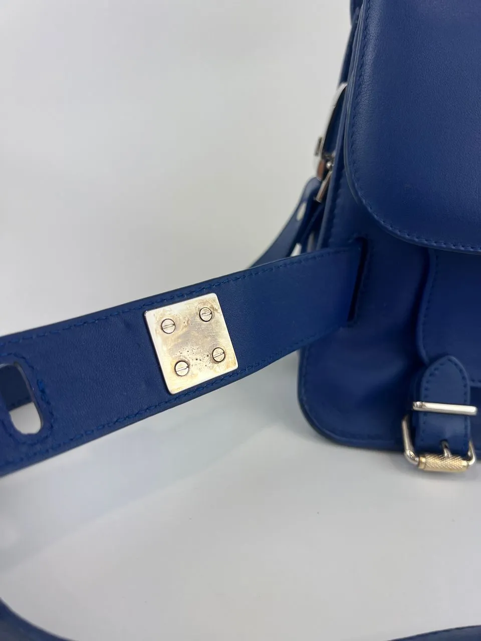 PS11 Classic Blue Leather Shoulder Bag