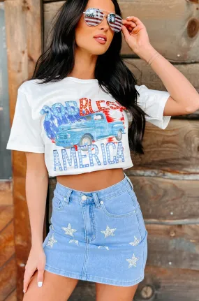 "God Bless America" Graphic T-Shirt (White) - Print On Demand