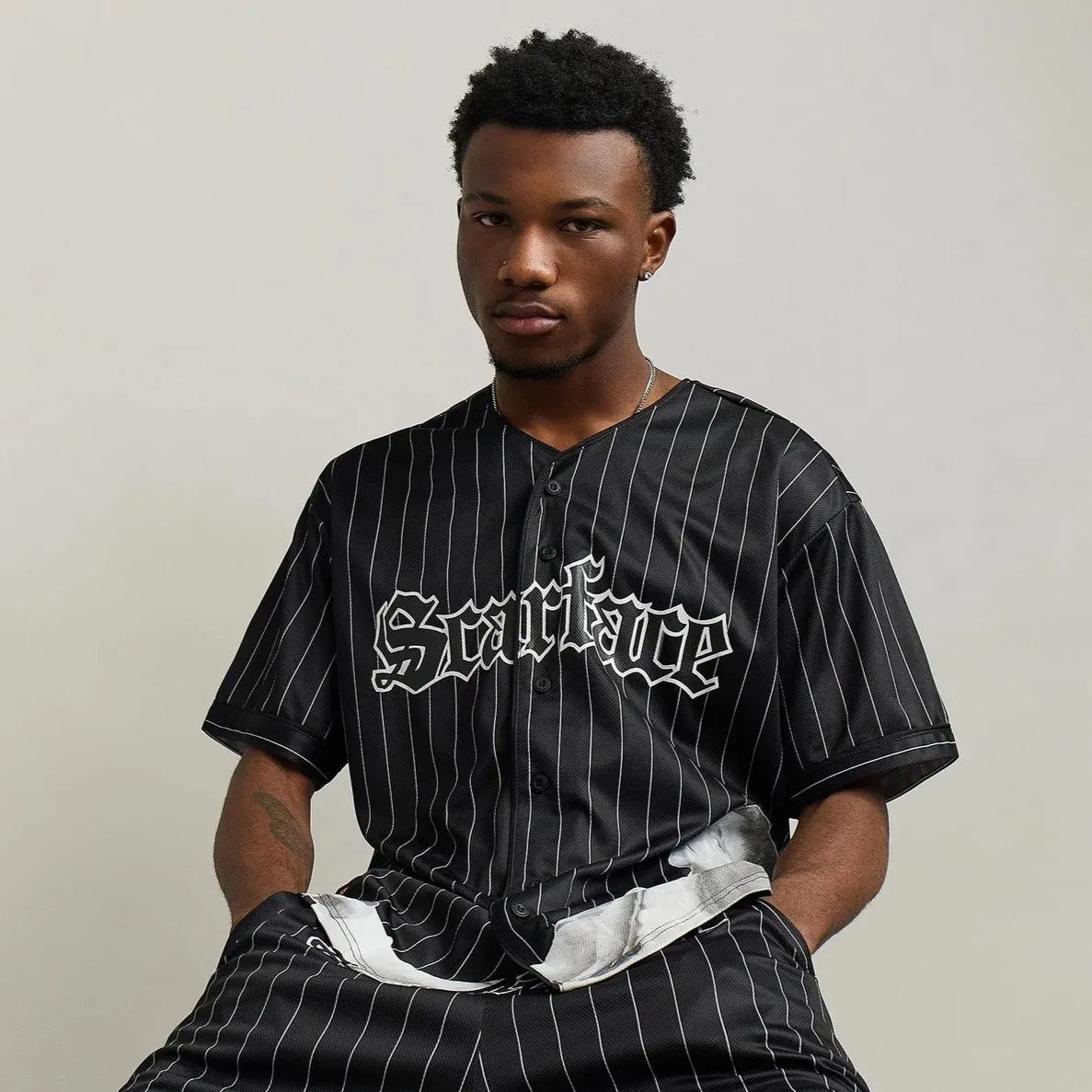 REASON Scarface Pinstripe Baseball Jersey