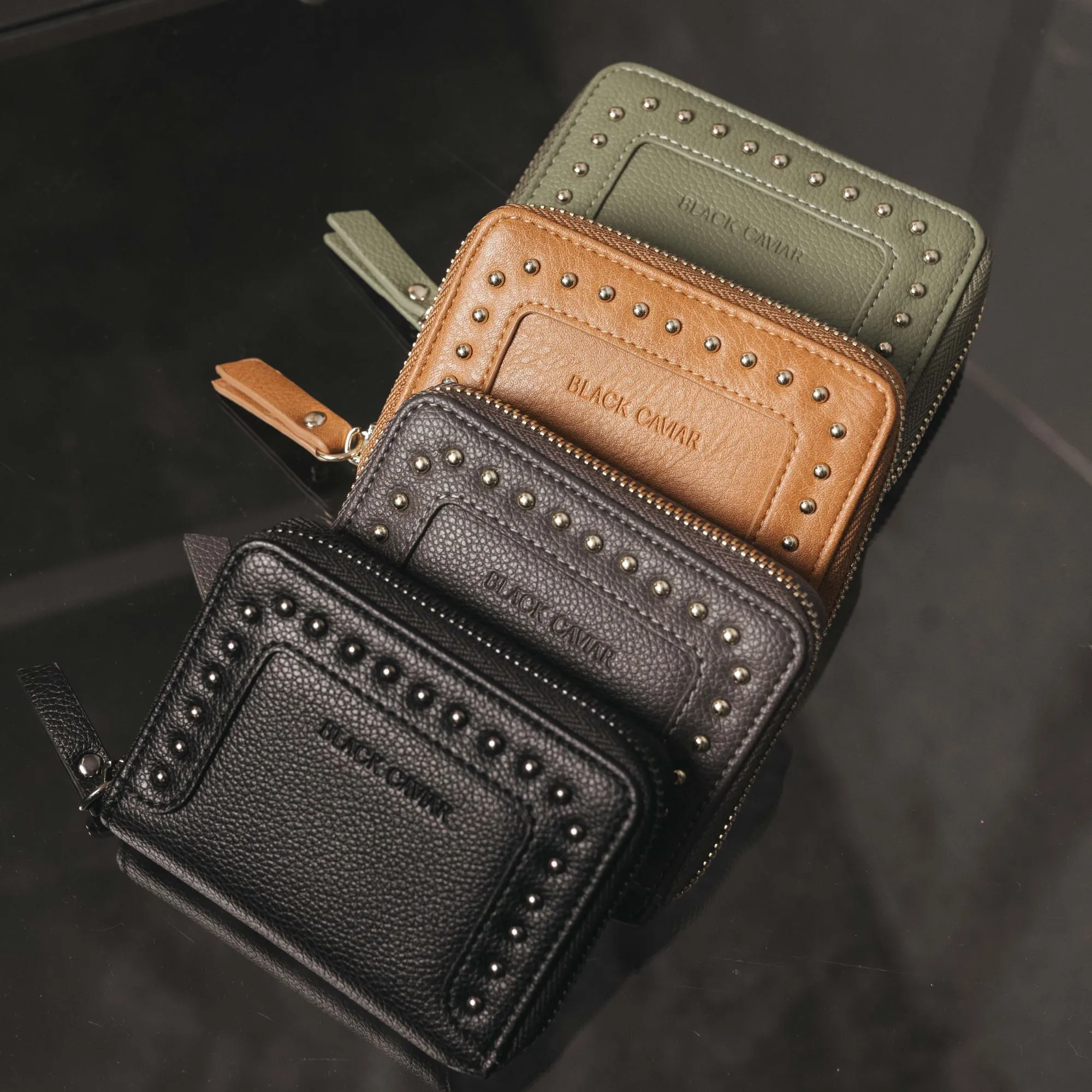 Rebel Tan Studded Mini Wallet