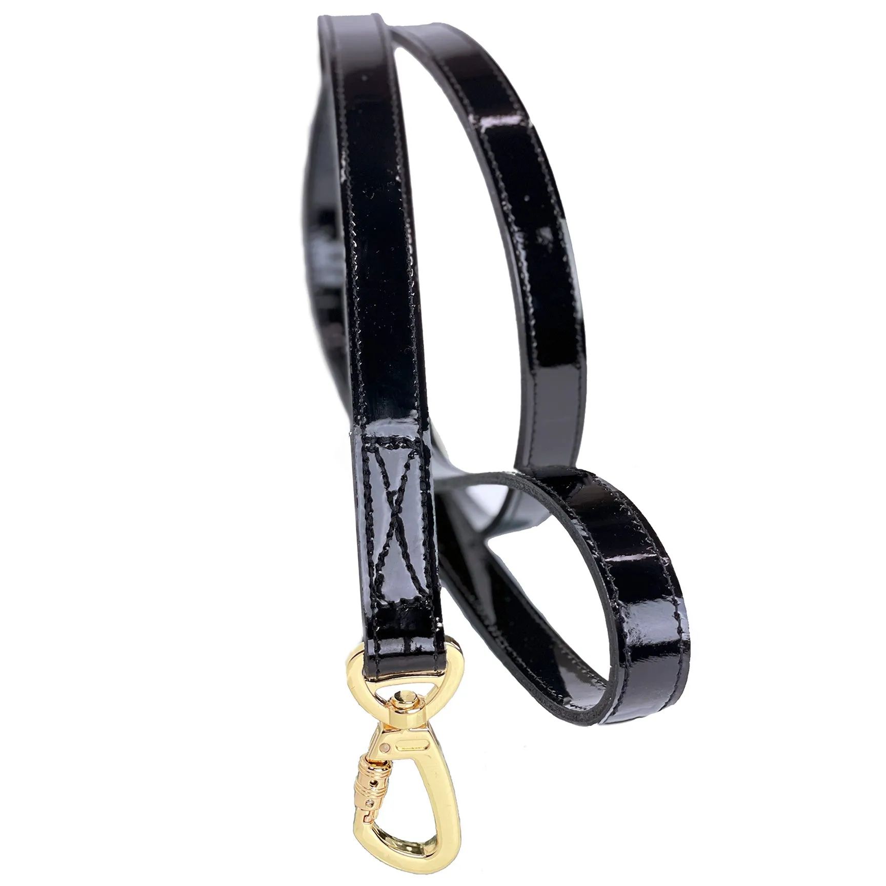 Royal Dog Leash in Black Patent & Gold