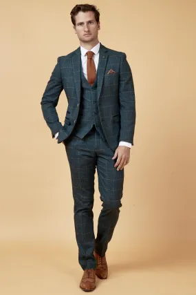 SCOTT - Blue Check Three Piece Suit