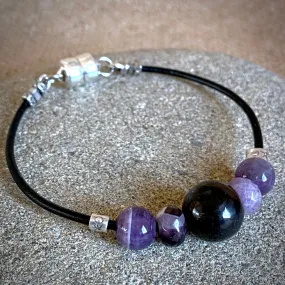 Shungite & Amethyst Bracelet for Protection, Intuition, Imagination