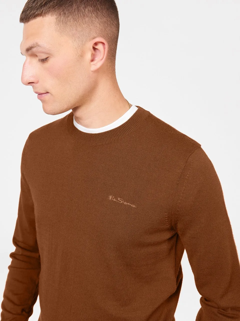 Signature Merino Crewneck Sweater - Utility Brown