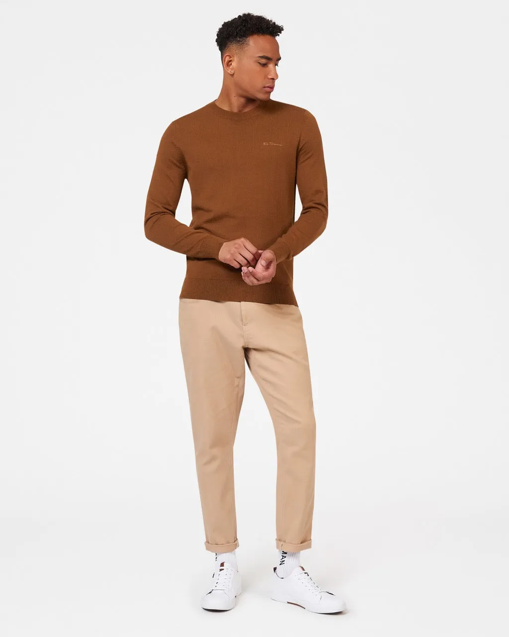 Signature Merino Crewneck Sweater - Utility Brown