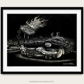 Signed 11x17" Custom Car Litho Art Print "Vegas Cadillac"