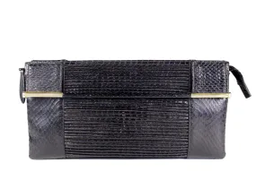 Snake skin handbag with bar-handles