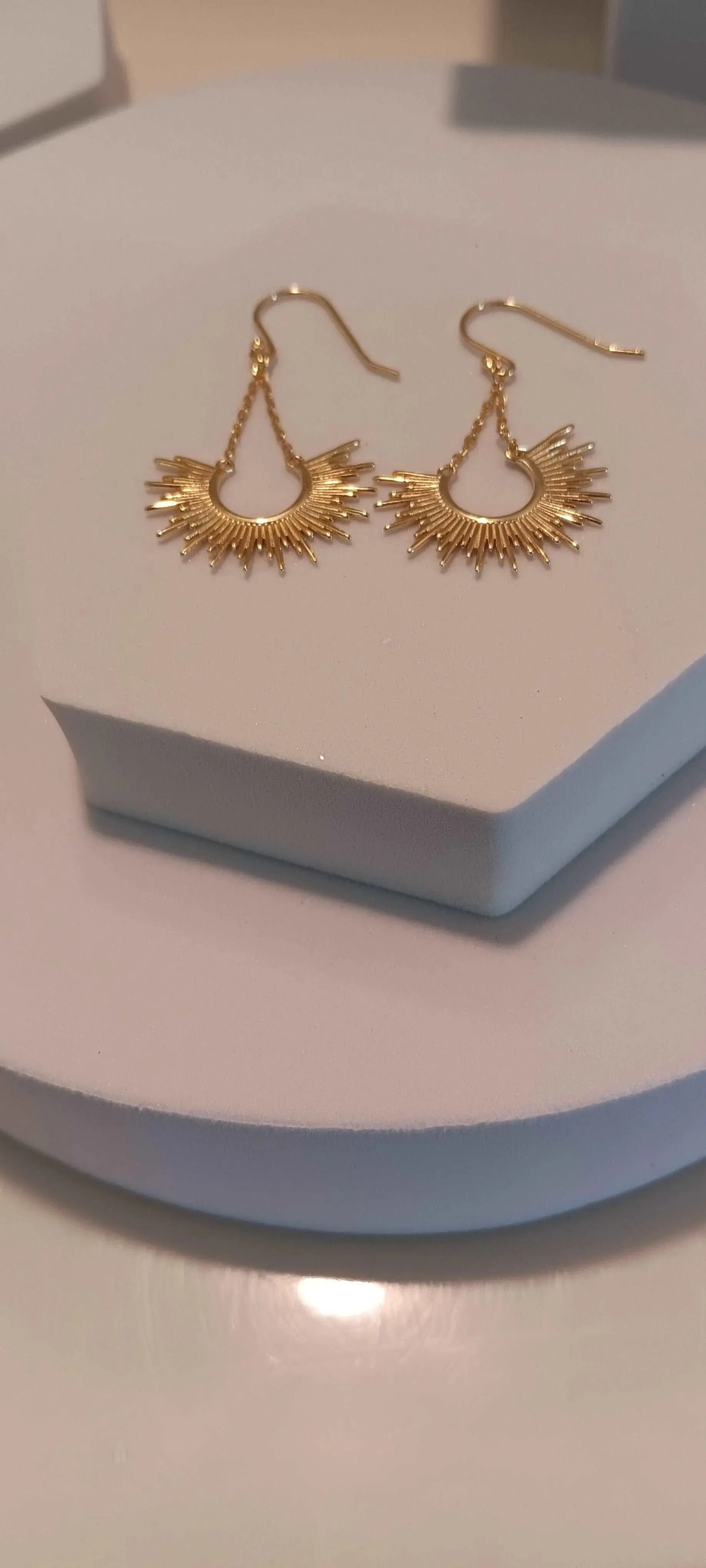 STERLING SILVER 14 KARAT GOLD PLATED SUNBURST EARRINGS