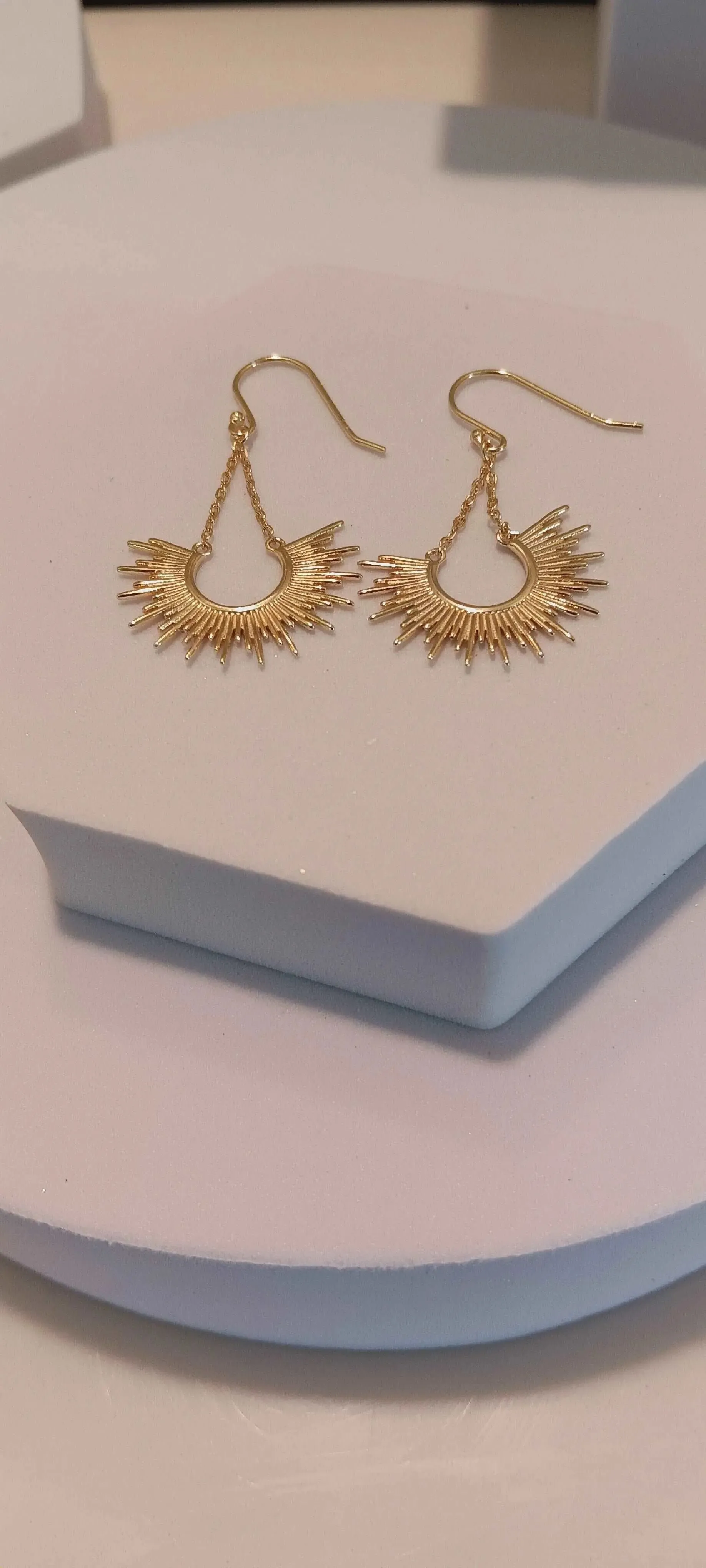 STERLING SILVER 14 KARAT GOLD PLATED SUNBURST EARRINGS