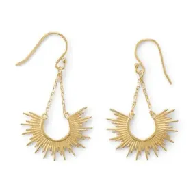 STERLING SILVER 14 KARAT GOLD PLATED SUNBURST EARRINGS