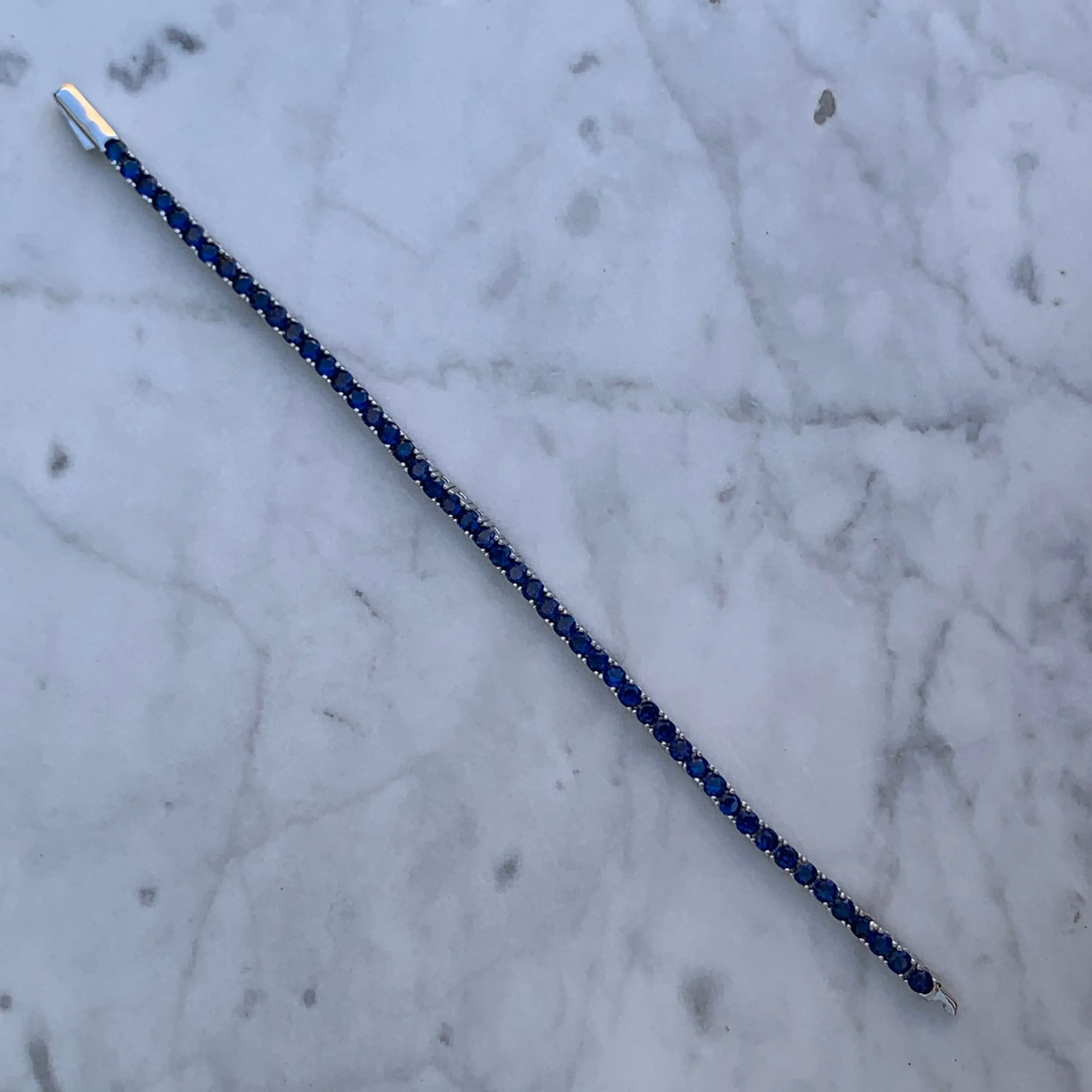 Sterling silver sapphire blue tennis bracelet