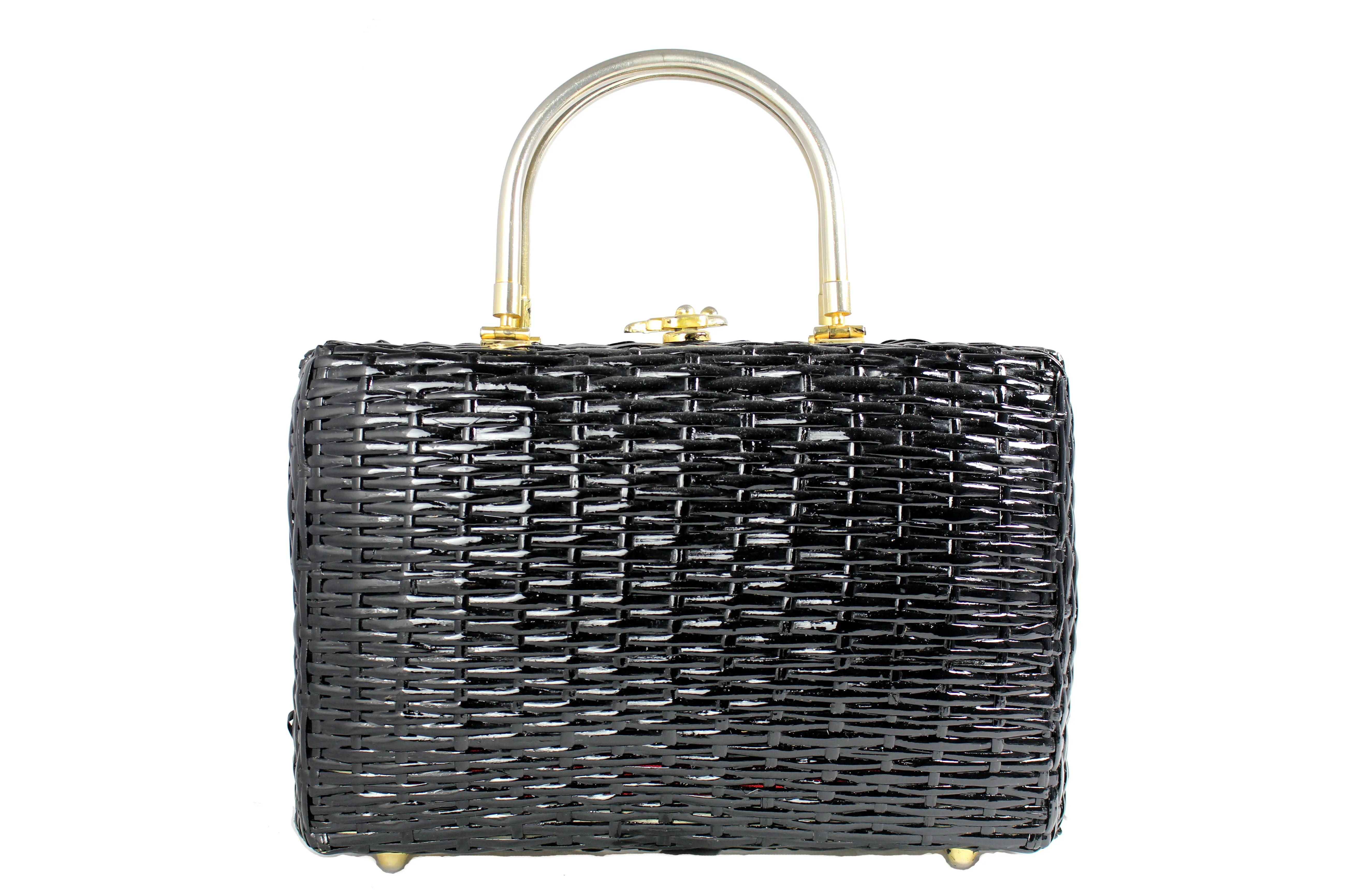 Structured black wicker bag