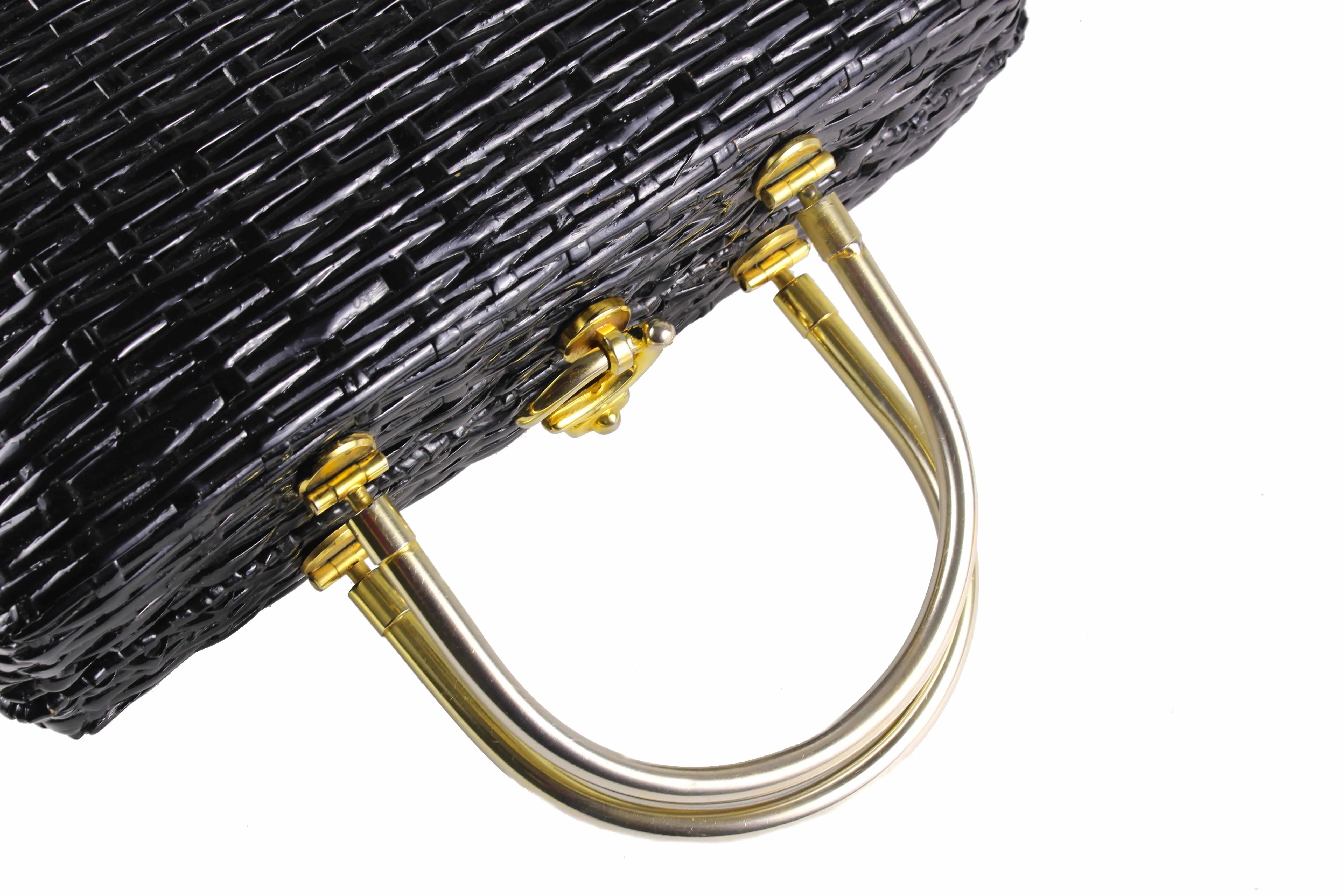 Structured black wicker bag