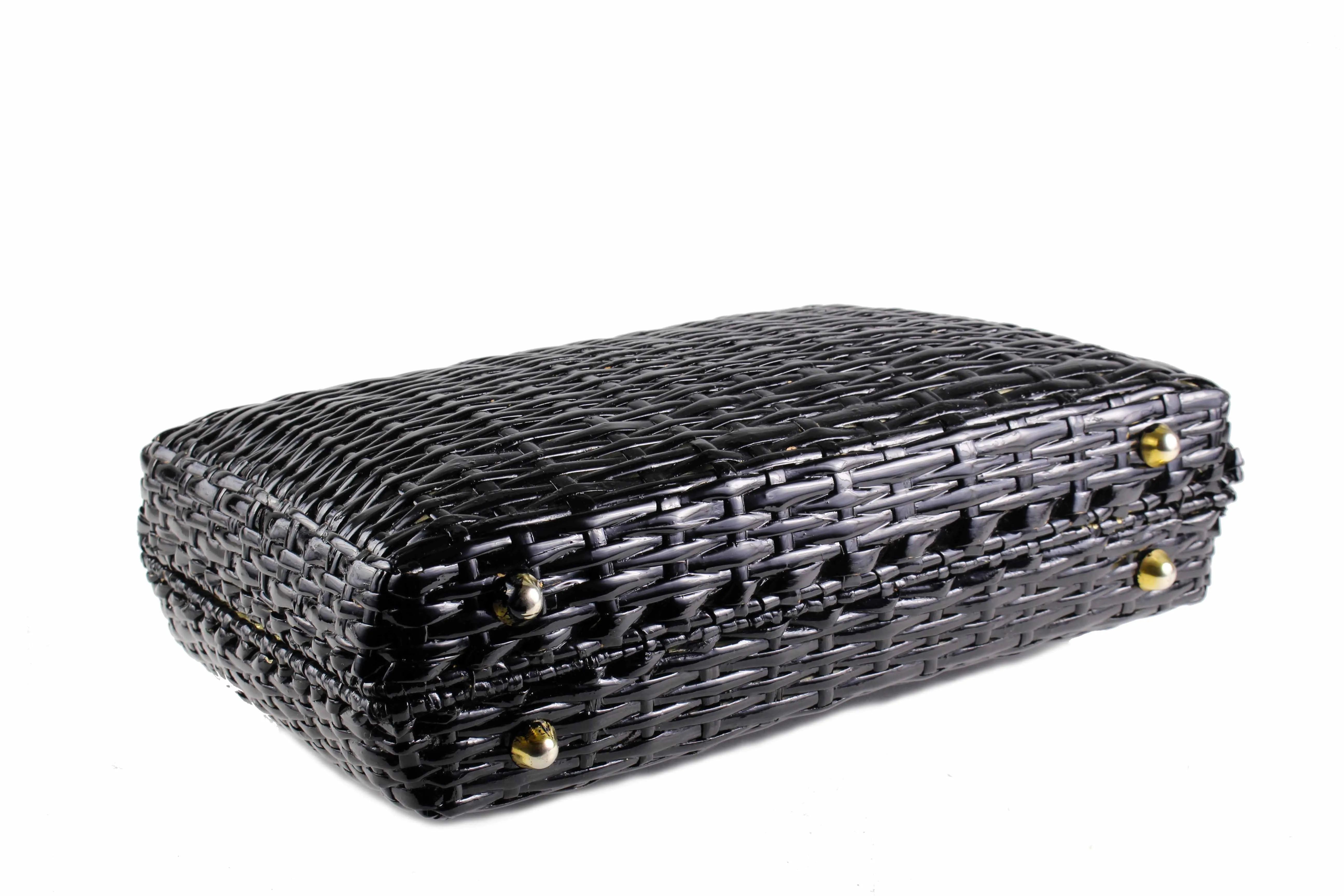 Structured black wicker bag