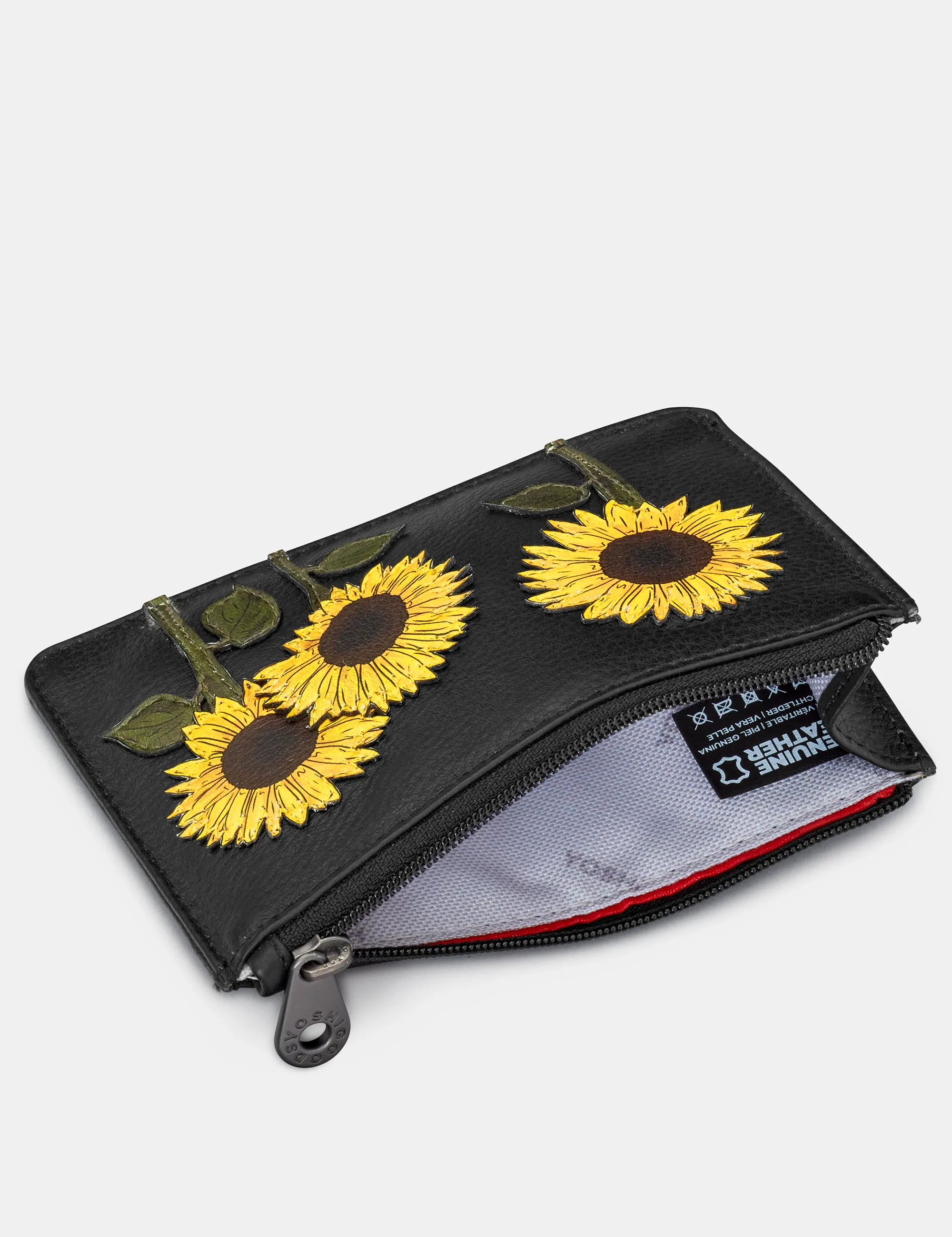 Sunflowers Black Leather Franklin Purse