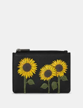 Sunflowers Black Leather Franklin Purse