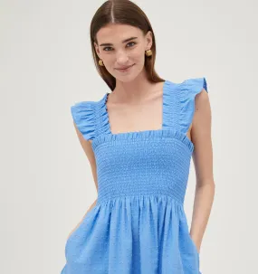 The Ellie Nap Dress - Hydrangea Blue Textured Clip Dot